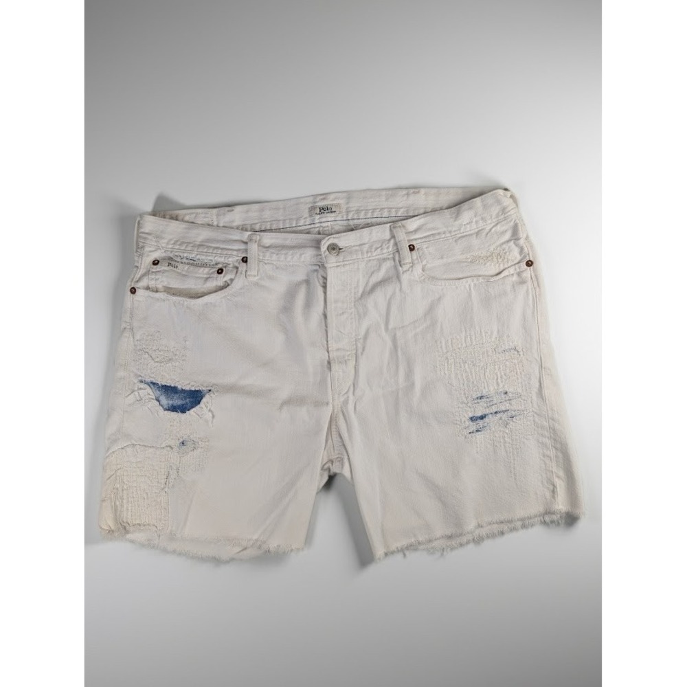 Polo Ralph Lauren Sullivan Slim  7.5"Distressed Denim Shorts Men's 40 White